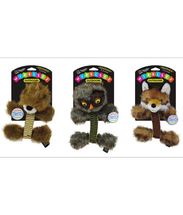 Spunky Pup - Wibbleez Outdoors Fox, Stretch & Squeak Plush Dog Toy