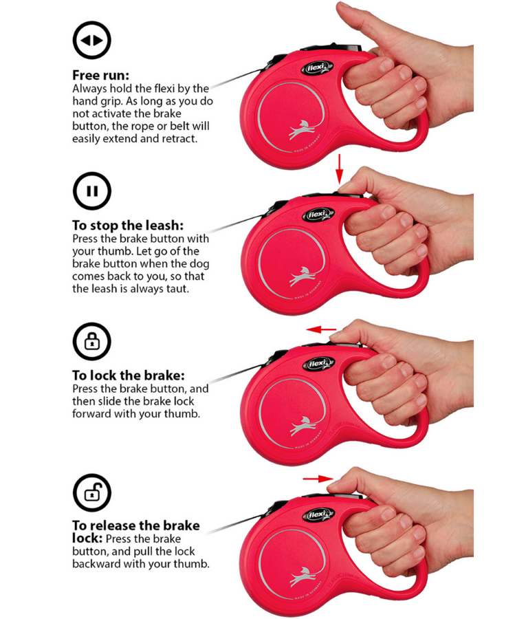 Flexi - Classic Tape Retractable Leash - 5m Tape - Small Dogs up to 15kg - Red