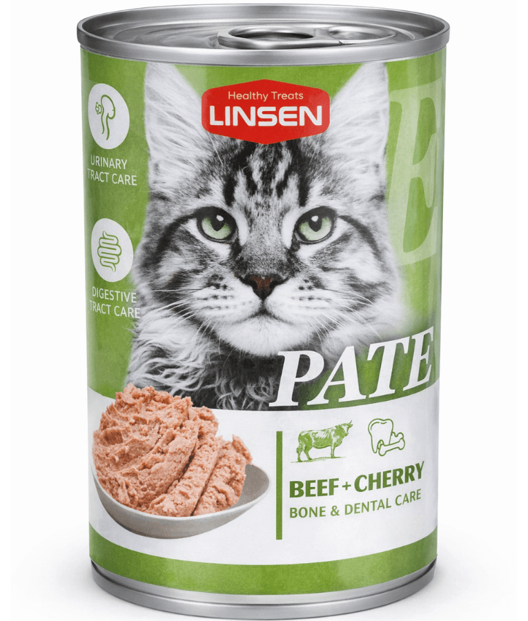 Linsen - Beef & Cherry Pate, Bone & Dental Care, Adult Cat Wet Food - 375 g