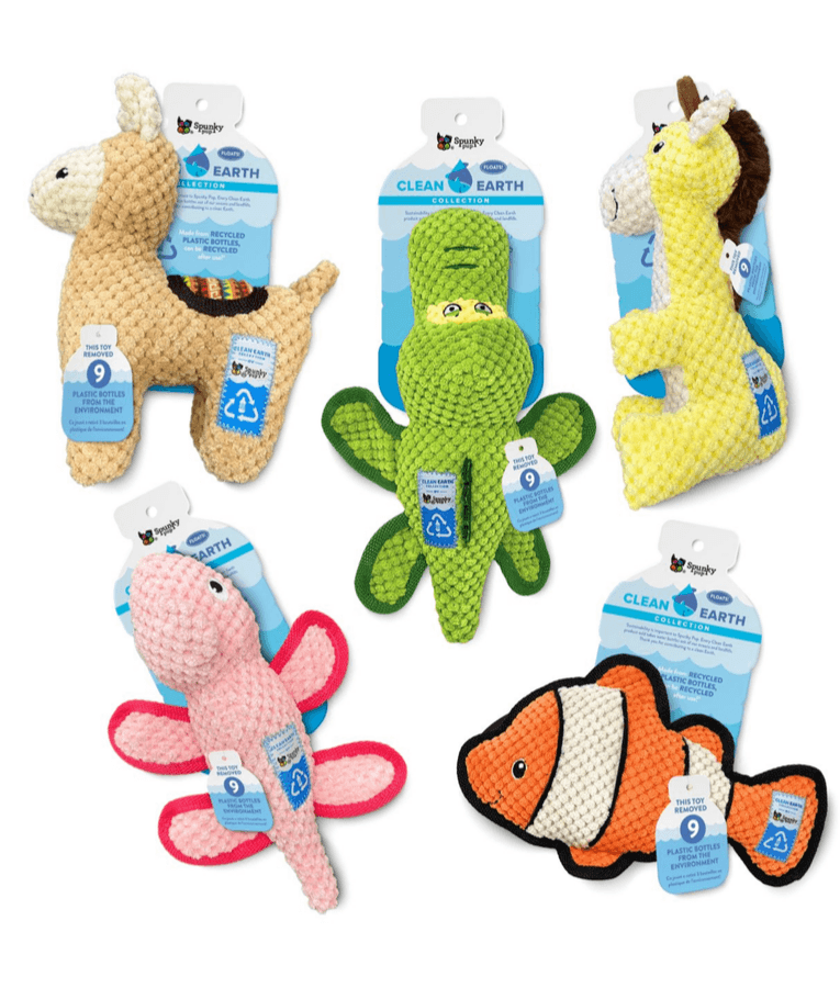 Spunky Pup - Clownfish Clean Earth Plush Textured, Recycled Materials - Sustainable Floating Squeaky Dog Toy
