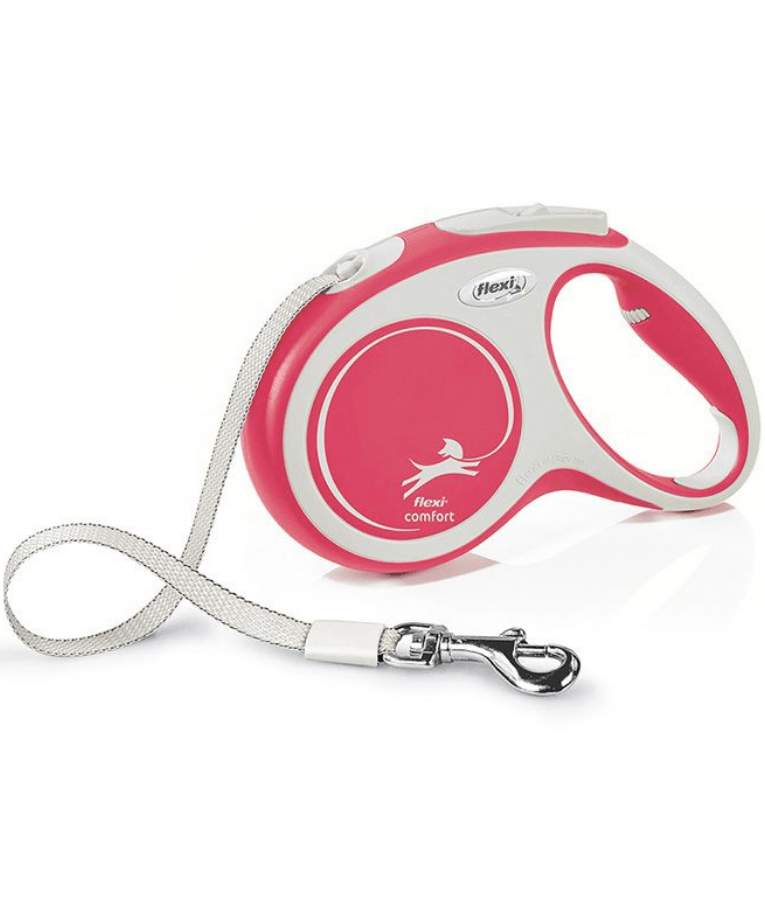 Flexi - New Comfort Tape Retractable Leash - 5m Tape - Medium Dogs up to 25kg - Red