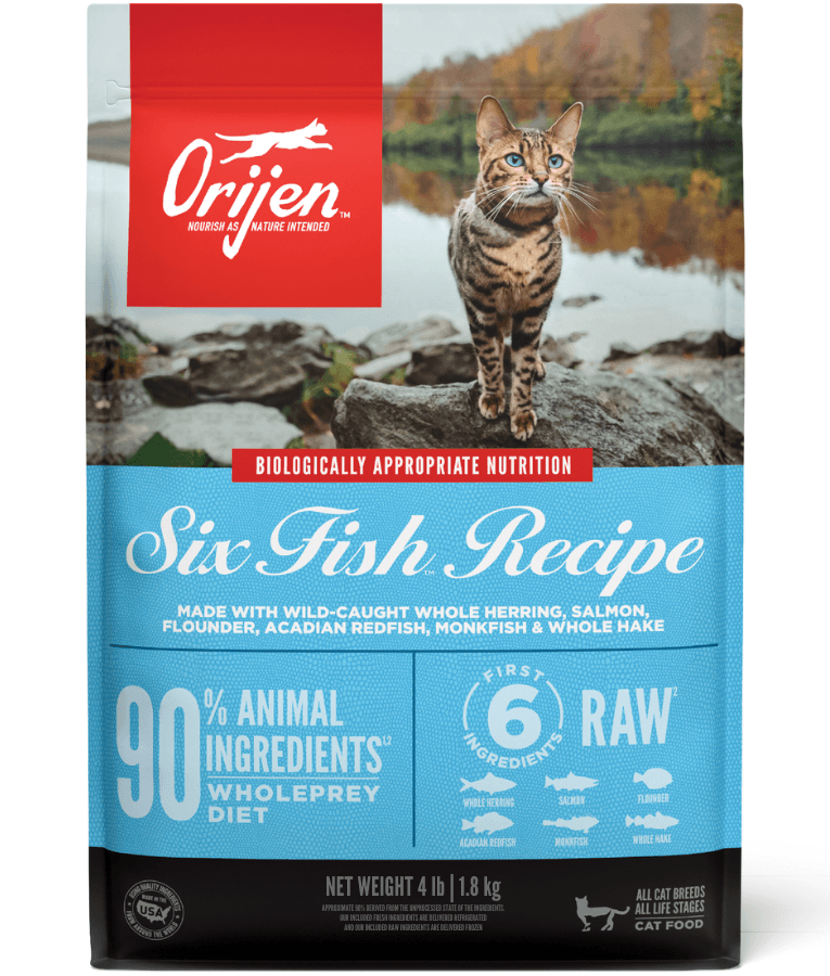Orijen - Six Fish Recipe, Wild-Caught Fish, High-Protein, Grain-Free, Adult & Senior Dry Cat Food - 1.8kg