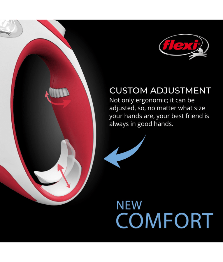 Flexi - New Comfort Tape Retractable Leash - 5m Tape - Medium Dogs up to 25kg - Red