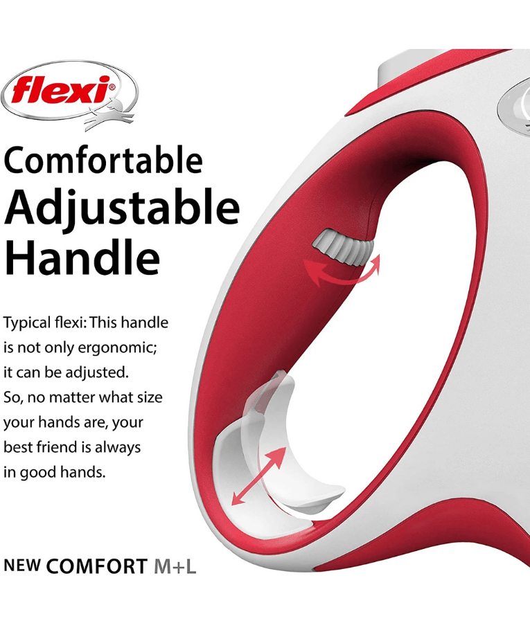 Flexi - New Comfort Tape Retractable Leash - 5m Tape - Medium Dogs up to 25kg - Red