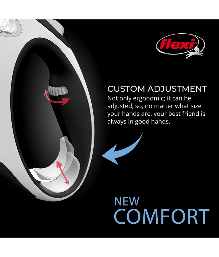 Flexi - New Comfort Tape Retractable Leash - 5m Tape - Small & Medium Dogs up to 25kg - White/Black