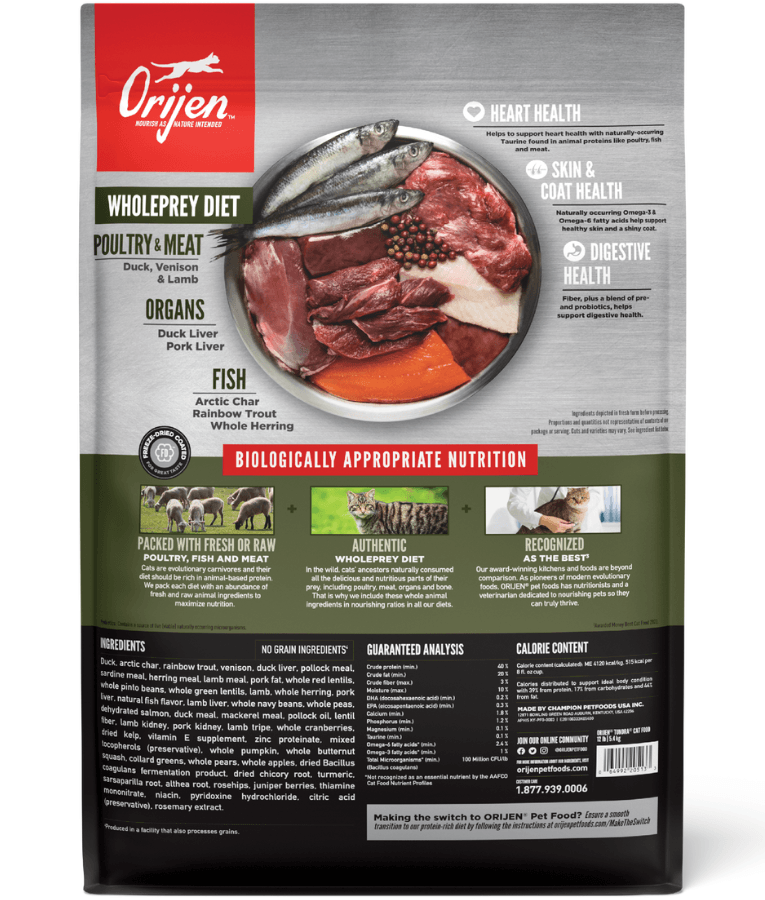 Orijen - Tundra, Duck, Fish & Venison, WholePrey, Grain-Free, Adult & Senior Dry Cat Food - 1.8kg