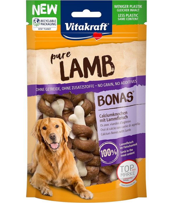 Vitakraft Pure Lamb Bonas, Lamb Meat Calcium Bones, All Life Stages - Dog Treats 80 g