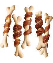 Vitakraft dog calcium bones wrapped in duck meat, high protein training treat for all dog life stages.