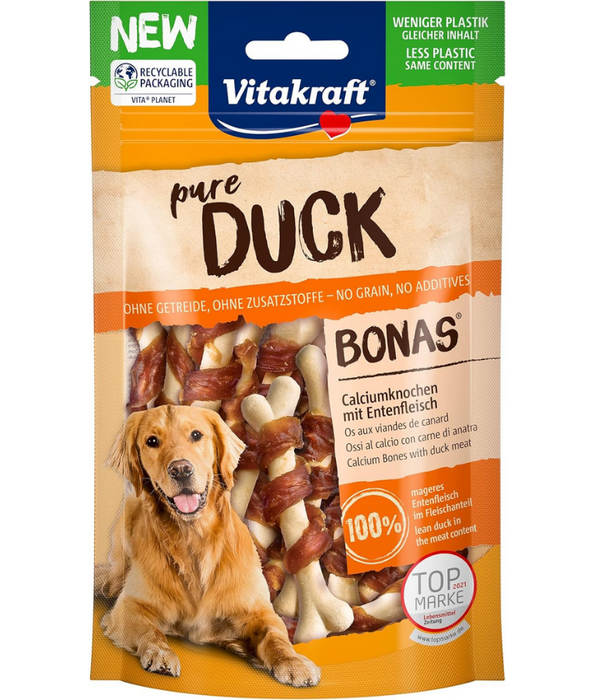 Vitakraft - Pure Duck Bonas, Duck Meat Calcium Bones, High Protein Training Treat, All Life Stages - 80 g