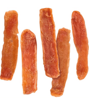 Vitakraft Pure Chicken dog food dog treats, 100% chicken breast fillet sticks on a white background.