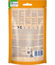 Vitakraft Pure Chicken Fillet back packaging with nutritional information, recyclable packaging for pure chicken dog food.