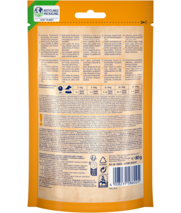 Vitakraft - Pure Chicken Fillet, 100% Chicken Breast, Grain-Free, All Life Stages Dog Treat - 80 g