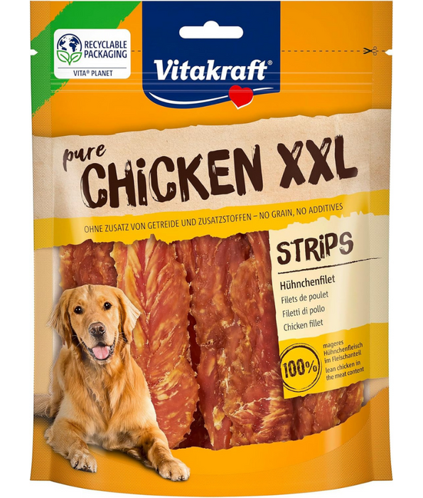 Vitakraft - Pure Chicken XXL Fillets, 92.5% Chicken Breast Fillet, Grain-Free, High-Protein Dog Treat - 250 g