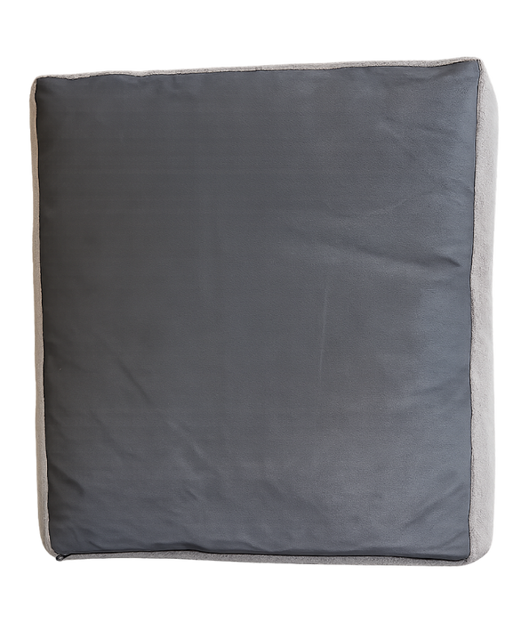 PawComfort - Plush Pet Cushion Bed, Grey Fabric & Faux Fur, Soft Comfortable Pet Bed - 66 x 53 x 12 cm