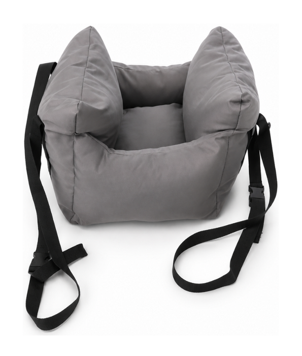 King Queen - Pet Car Seat Bed, Padded Travel Booster with Safety Straps, Cats & Small Dogs - 45 x 45 x 30 cm