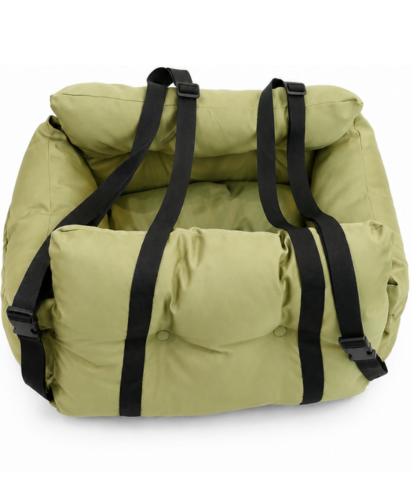King Queen - Pet Car Seat Bed, Cushioned Travel Booster with Storage Pocket, Cats & Small-Medium Dogs - 60 x 60 x 30 cm