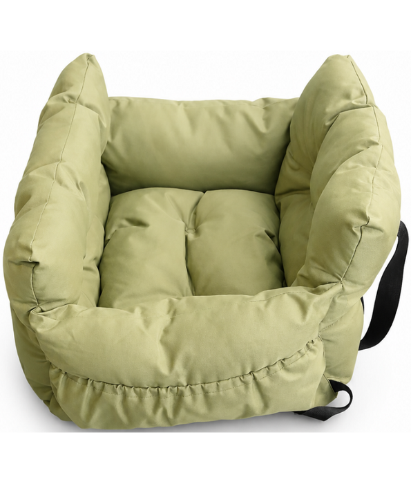 King Queen - Pet Car Seat Bed, Cushioned Travel Booster with Storage Pocket, Cats & Small-Medium Dogs - 60 x 60 x 30 cm