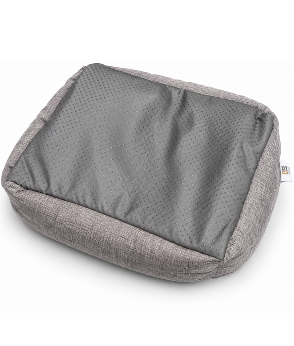 King Queen - Cozy Plush Pet Bed, Raised Supportive Sides - 45 x 35 x 18 cm - Grey - Beige