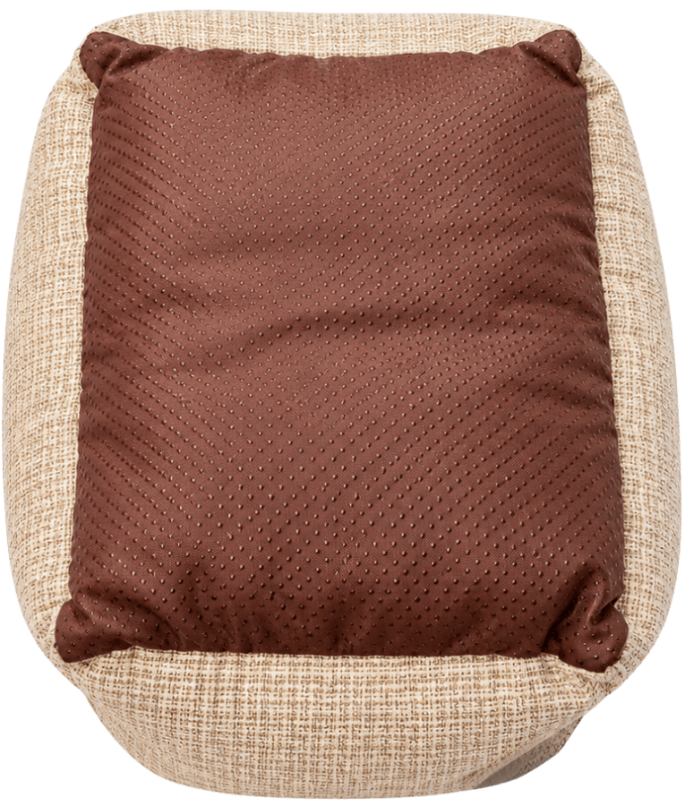 King Queen - Cozy Plush Pet Bed, Raised Supportive Sides - 45 x 35 x 18 cm - Grey - Beige