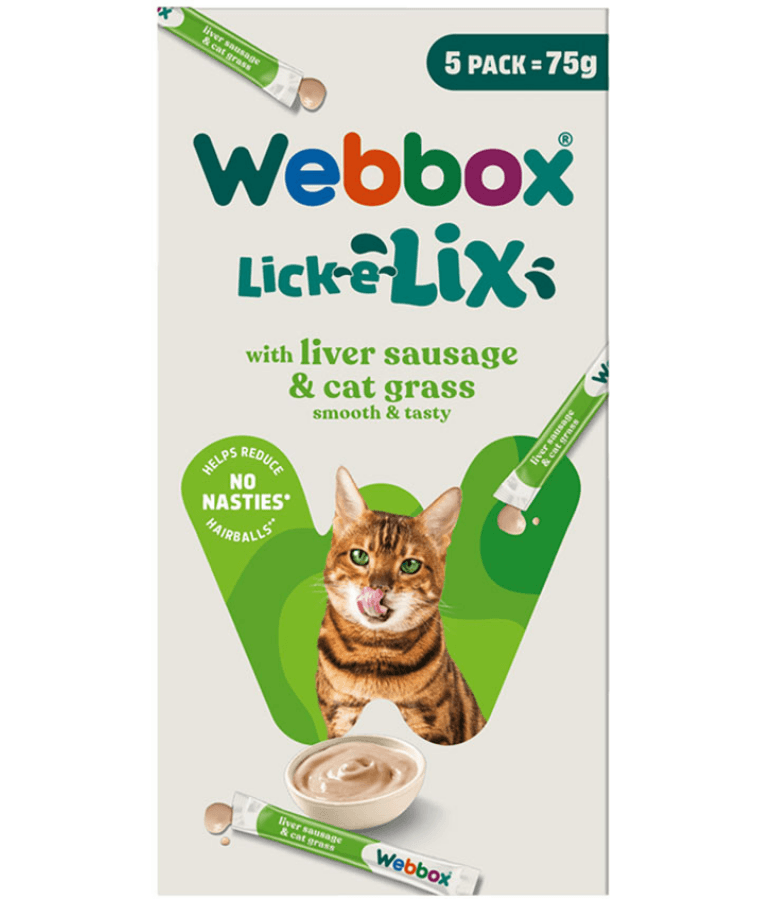 Webbox - Lick-e-Lix Liver Creamy Sausage & Cat Grass Cat Treats 5 Sachets