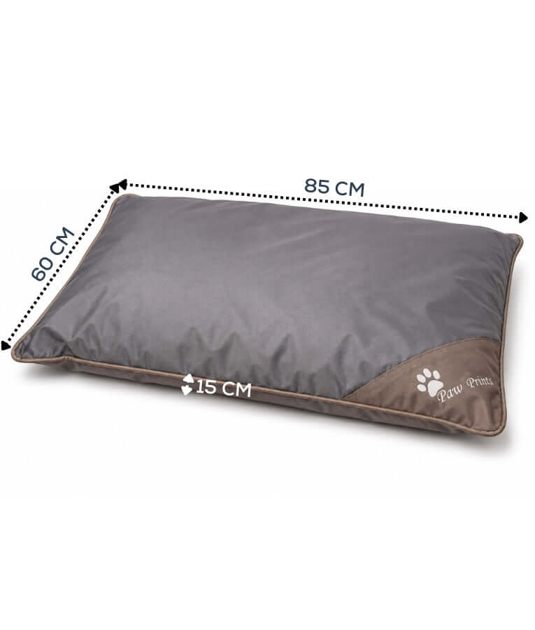King Queen - Rectangular Cushion Dog Bed, Dark Grey & Brown, Removable Cover - 85 × 60 × 15 cm