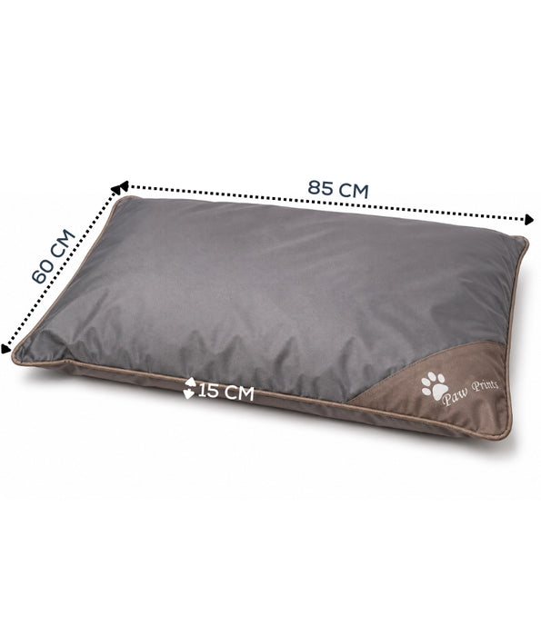 King Queen - Rectangular Cushion Dog Bed, Dark Grey & Brown, Removable Cover - 85 × 60 × 15 cm