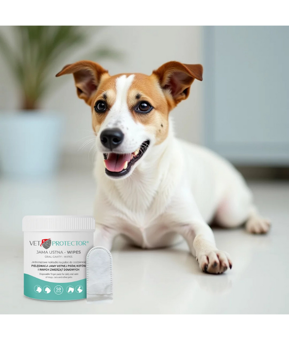 JM Sante - Vet Protector Oral Cavity Wipes, Daily Dental Care, Finger Pads for Pets – 50 pcs