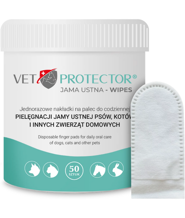 JM Sante - Vet Protector Oral Cavity Wipes, Daily Dental Care, Finger Pads for Pets – 50 pcs