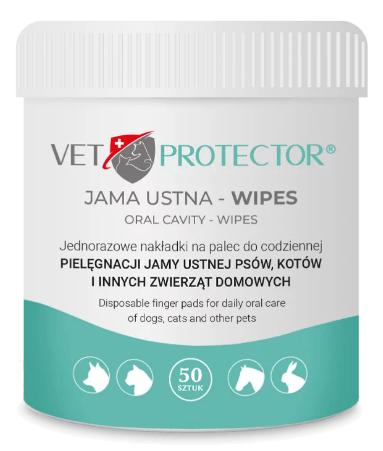 JM Sante - Vet Protector Oral Cavity Wipes, Daily Dental Care, Finger Pads for Pets – 50 pcs