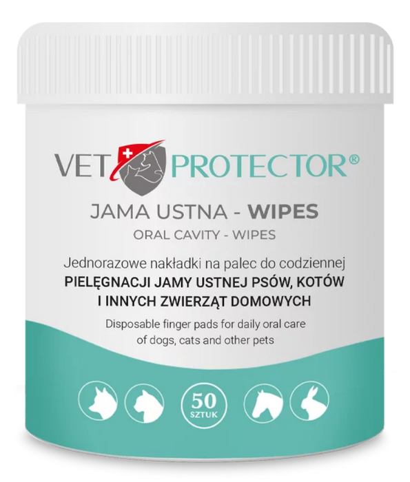 JM Sante - Vet Protector Oral Cavity Wipes, Daily Dental Care, Finger Pads for Pets – 50 pcs
