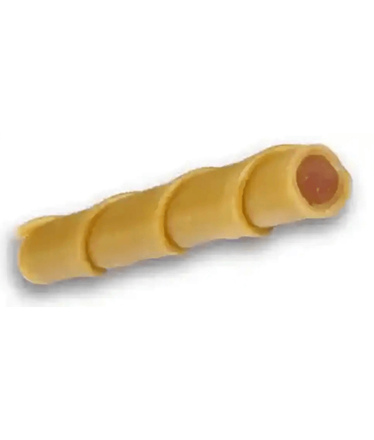 SmartBones Stuffed Twists peanut butter and pork flavor, rawhide-free dental dog treats for healthy chewing.