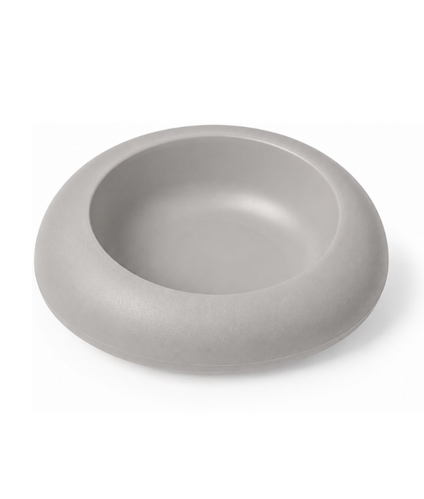 Imac - Ciottoli Pet Bowl, Light Grey Organic Shape with Non-Slip Rubber Feet, 0.6L Food & Water Bowl for Cats & Dogs - 23x21x6.5cm