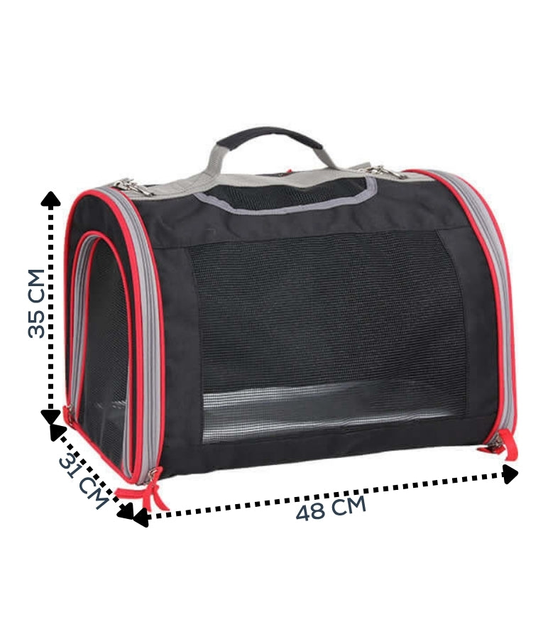 Pawise - Large Pet Travel Carrier Bag, Nylon Mesh Ventilation With Expandable Side, For Dogs & Cats - 48 x 31 x 35 cm