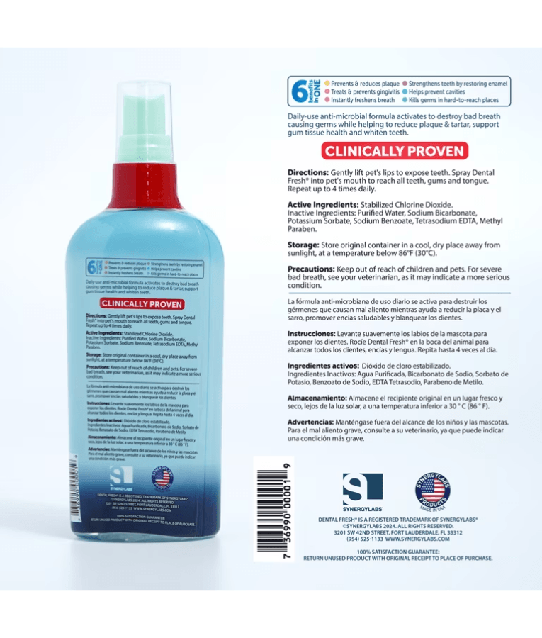 Synergy Labs - Dental Fresh, Oral Spray For Dogs & Cats - 118ml