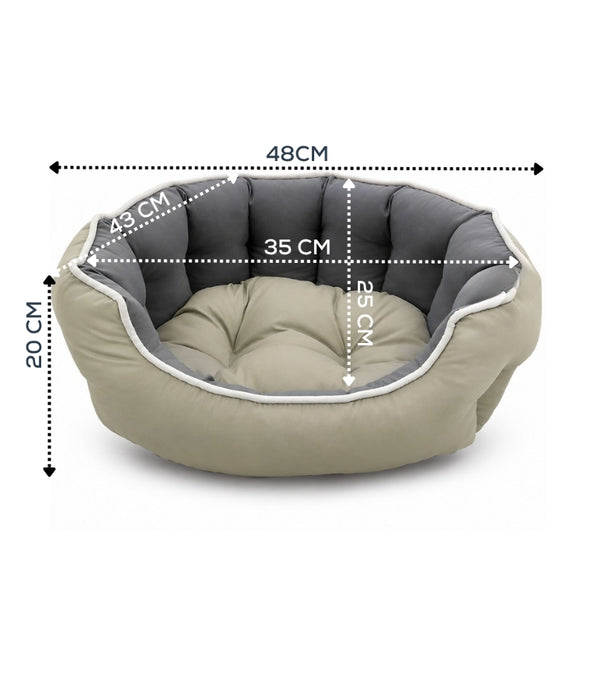 King Queen - Cozy Nest Pet Bed, Padded Bolster, Removable Cushion - 48 x 43 x 20 cm