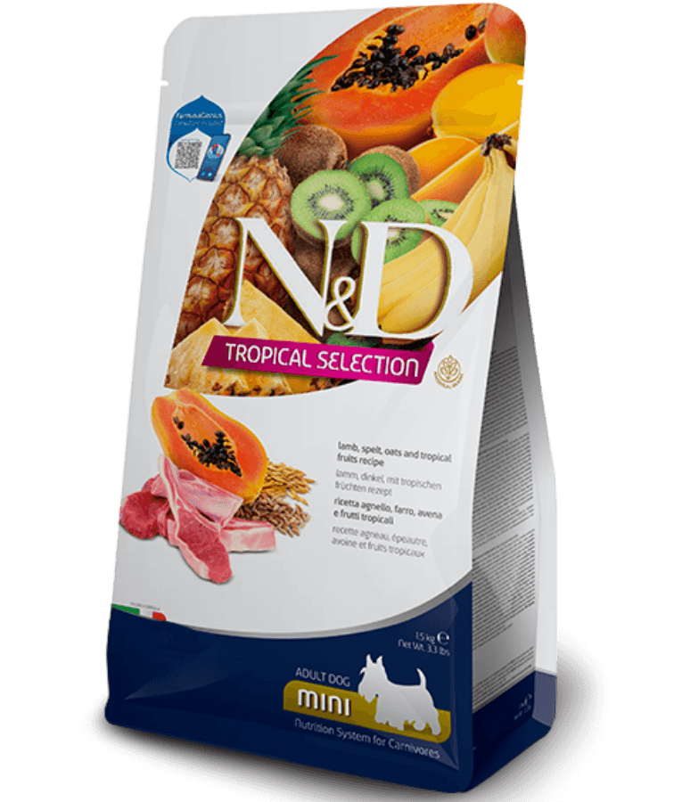 Farmina - N&D Tropical Selection, Lamb and Tropical Fruits Adult Dry Dog Food For Mini Breed - 5kg