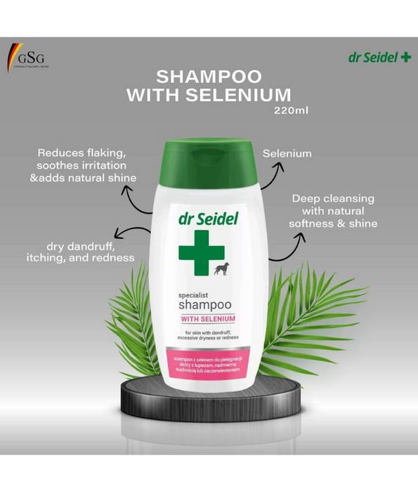 Dr Seidel - Specialist Selenium Shampoo, Keratolytic & Keratoplastic, Dandruff, Itching & Seborrhoea Relief, Dogs - 220ml