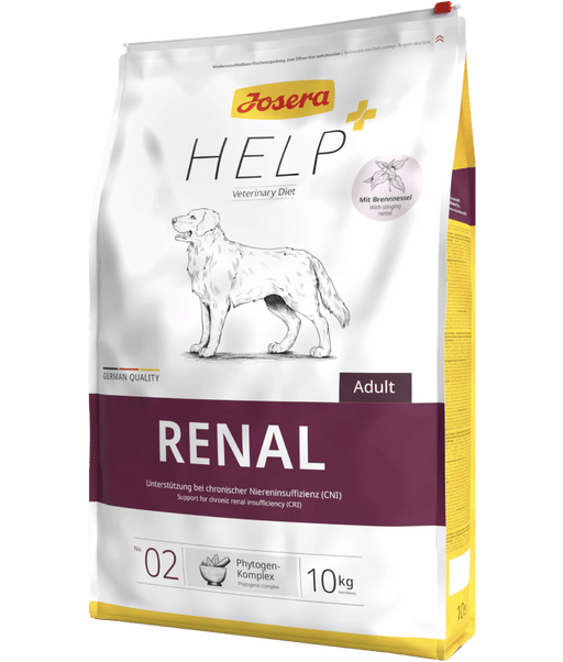 Josera Help Renal 10kg gluten-free kidney support dog food for adult dogs with chronic renal insufficiency.