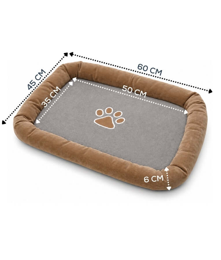 King Queen - Plush Pet Mattress, Raised Bolster Edge, Dog & Cat Bed - 60 × 45 × 6 cm