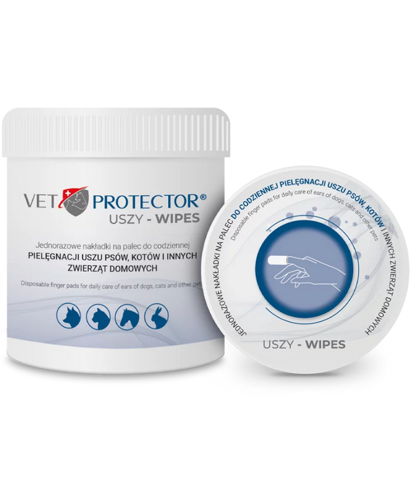 JM Sante - Vet Protector Ears Wipes, Disposable Finger Pads for Ear Hygiene for Pets - 50 pcs