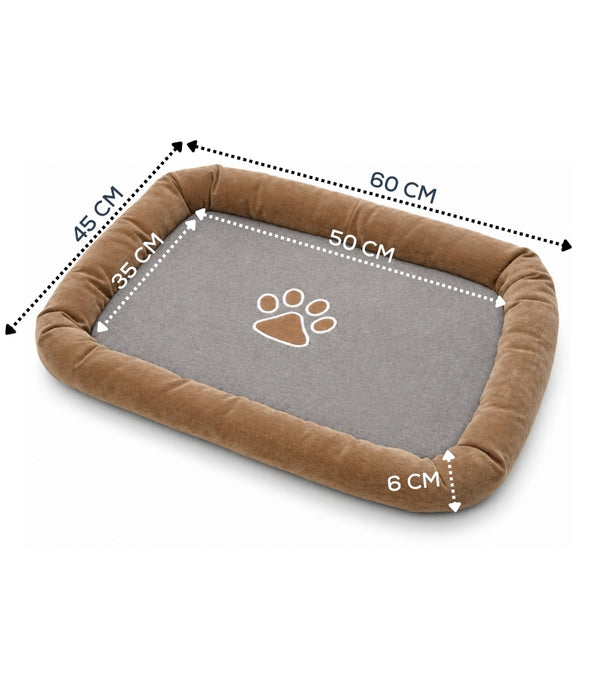 King Queen - Plush Pet Mattress, Raised Bolster Edge, Dog & Cat Bed - 60 × 45 × 6 cm