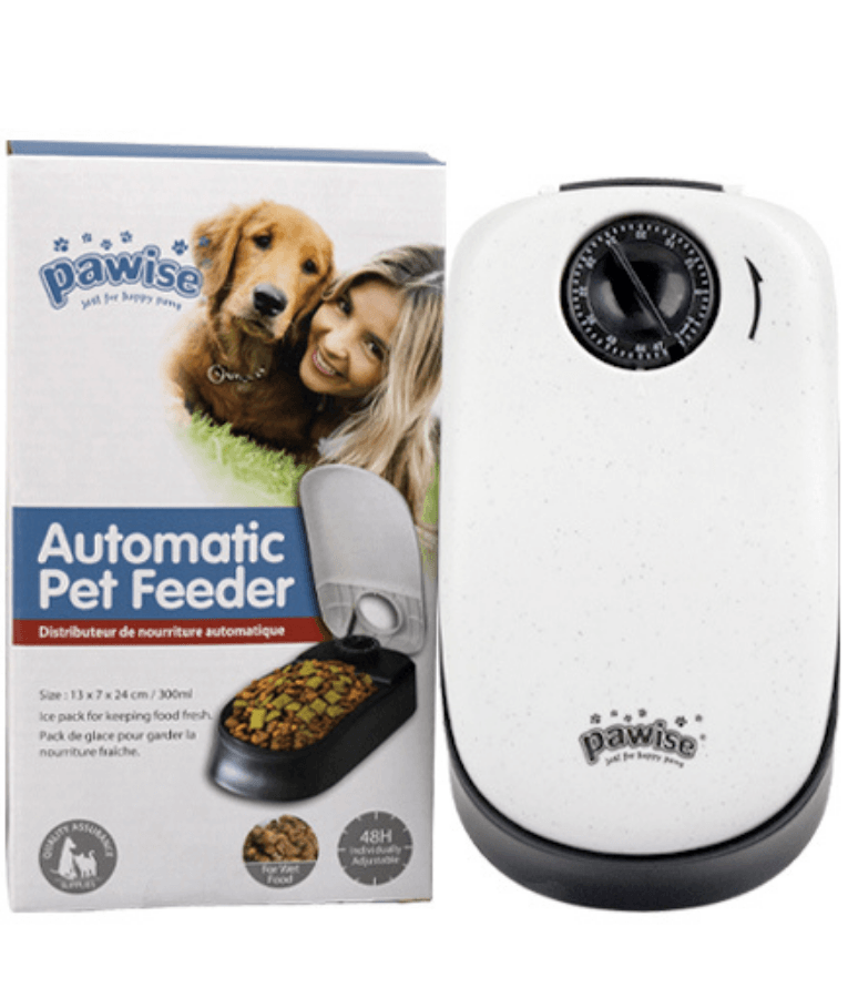 Pawise - Automatic Pet Feeder, Single Meal Timed Feeder with Ice Pack Design for Cats & Dogs - 300ml