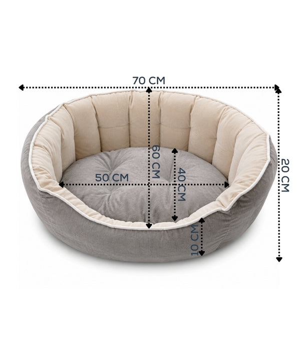 King Queen - Plush Bolster Pet Bed, High-Sided Comfort, Dog & Cat Bed - 70 × 60 × 20 cm