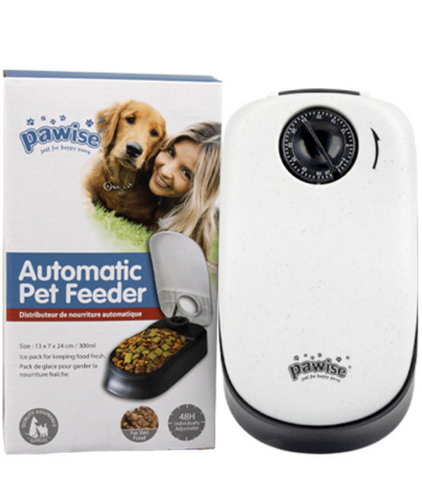 Pawise - Automatic Pet Feeder, Single Meal Timed Feeder with Ice Pack Design for Cats & Dogs - 300ml