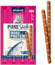 Vitakraft Pure Stick Coalfish cat treat, high quality cat treats, mono protein formula, sensitive nutrition support.