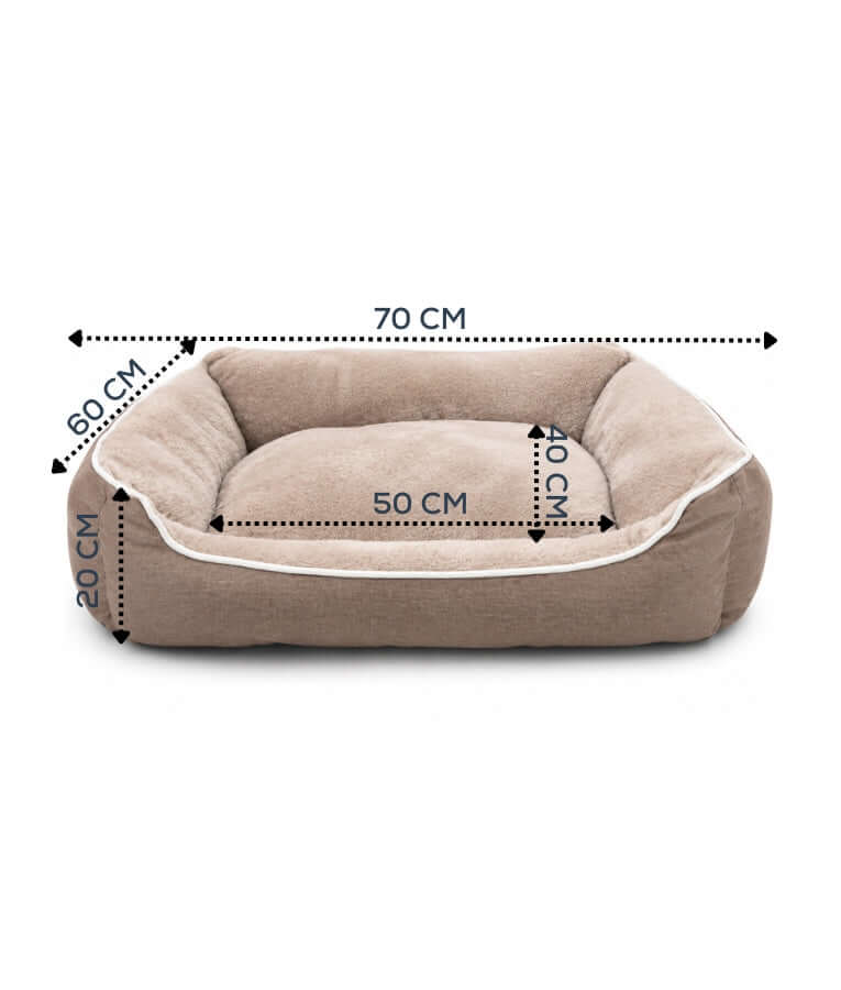 King Queen - Plush Bolster Pet Bed, Cozy Raised-Sided Comfort, Dog & Cat Bed - 70 × 60 × 20 cm