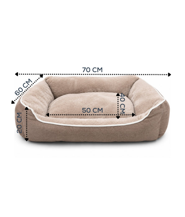 King Queen - Plush Bolster Pet Bed, Cozy Raised-Sided Comfort, Dog & Cat Bed - 70 × 60 × 20 cm