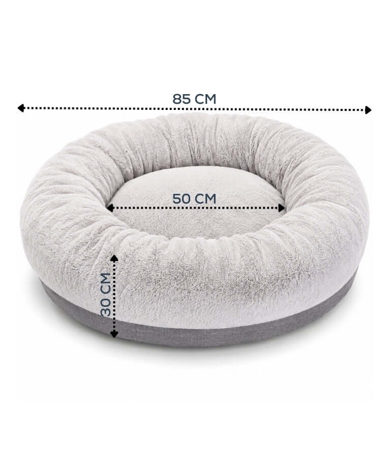 Tall Tails - Cuddle Donut Plush Dog & Cat Bed, Calming Faux Fur, Raised Supportive Rim - 85x85x30 cm