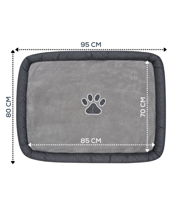 King Queen - Paw Prints Ribbed Dog Mat, Durable Everyday Lounging Bed - 95 × 80 × 7 cm