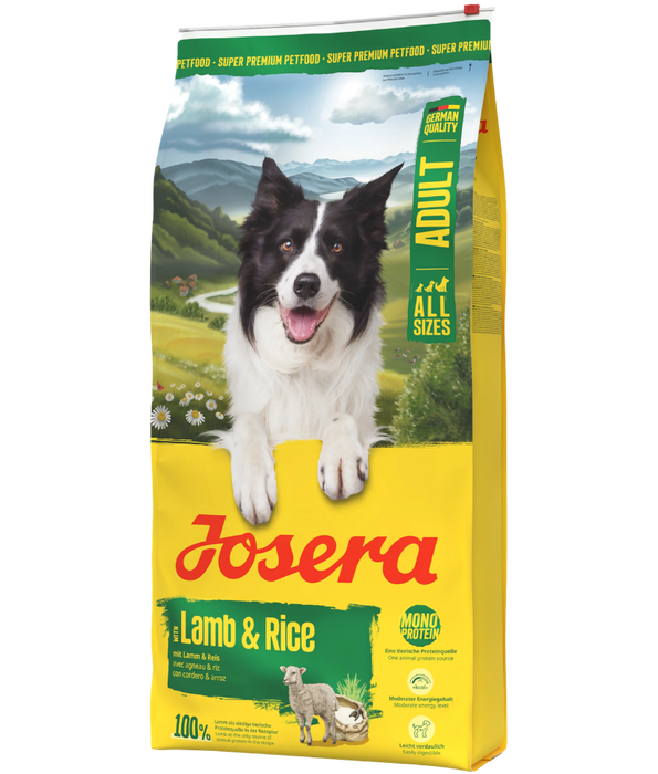 Josera - Lamb & Rice, Gluten-Free Monoprotein with Lamb, Low-Fat Sensitive Stomach Dry Dog Food for Adult All Breed Sizes - 900 g -12.5kg